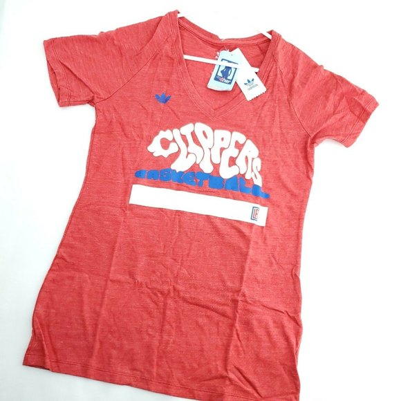 Adidas Womens Red Short Sleeve V Neck Clipper Basketball Pullover T Shirt Size M - Picture 5 of 13